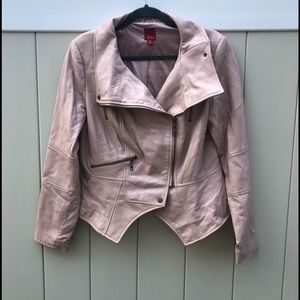 GILI Asymmetrical Leather Jacket in Blush